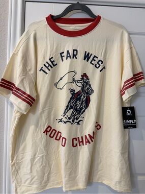 Rags The Far West Rodeo Graphic Tee - Cream with Red Trim